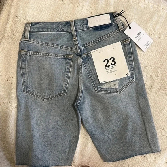 NEW Re/Done high‎ rise 80s long denim shorts - Picture 4 of 5
